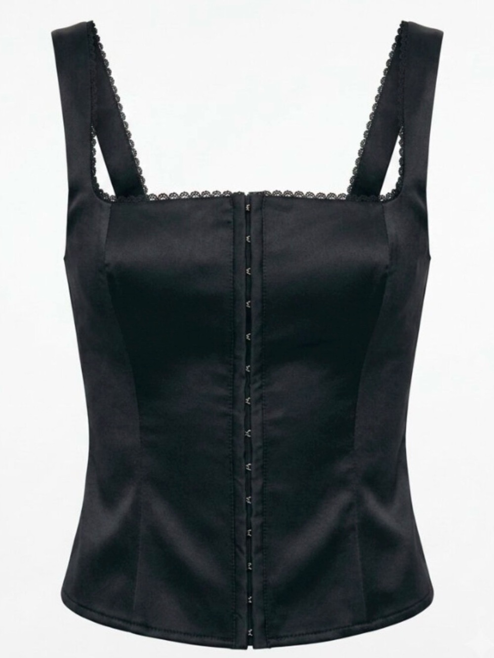 Reformation Black Lace Trim Silk Top